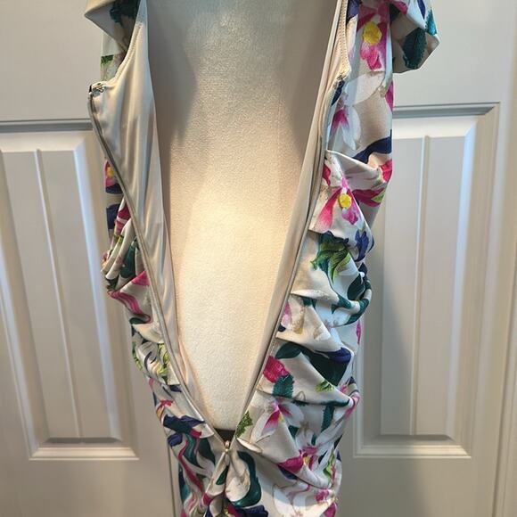 Express 12 Tropical Floral One Shoulder Ruched Dress - Picture 11 of 11